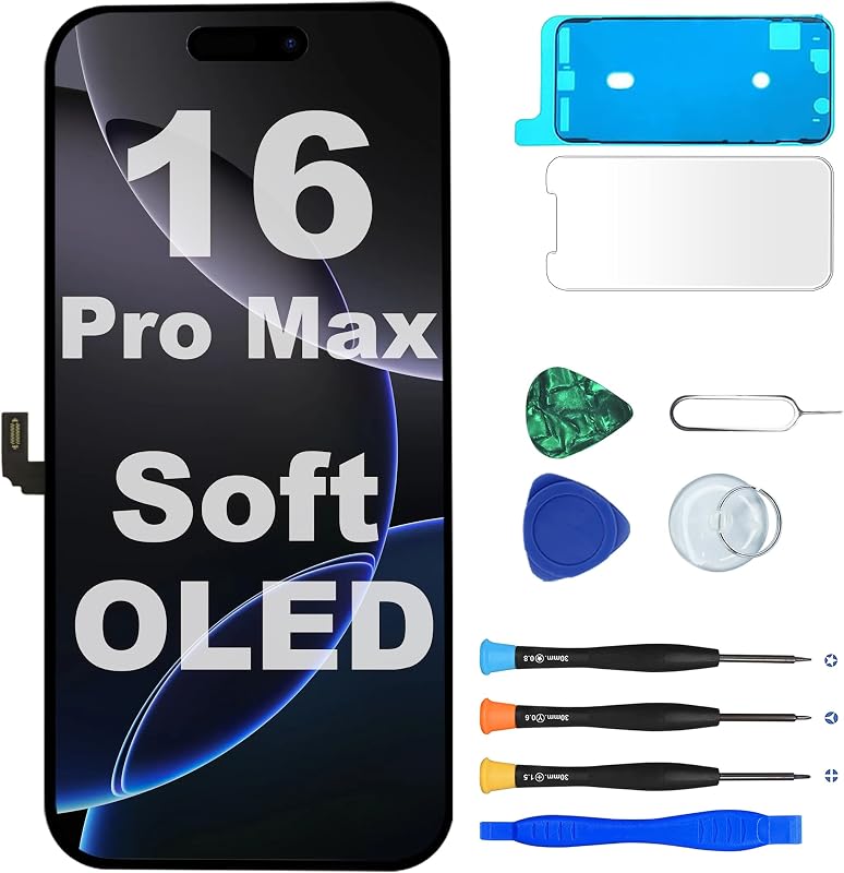 MP+ for iPhone 16 Pro Max Soft OLED Screen Replacement Repair Kit | 120Hz, Soft OLED, Face ID Support, Haptic Touch,with Repair Tools and Waterproof Adhesive