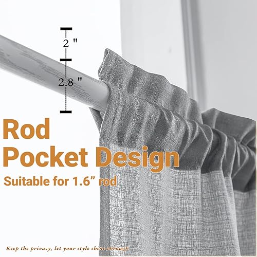 Miniatura 102 de Yancorp Khaki Kitchen Tier Curtains - 36 Inch Linen Textured Short Farmhouse Cafe Curtains for Small Windows in Bathroom or Laundry Room