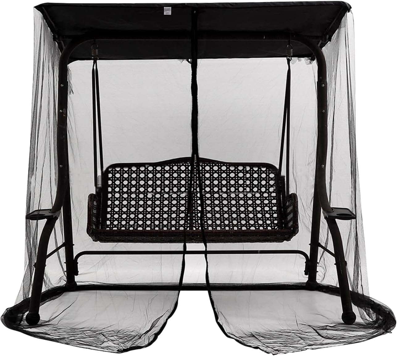 Patio Mosquito Netting for Swing Seat 2/3 Seater, Polyester Mesh Net with Zipper Opening, Outdoor Swing Chair Mosquito Net for Patio Swing(Size:2 Seater: 61x49x80inch/ 155x125x205cm,Color:Black)