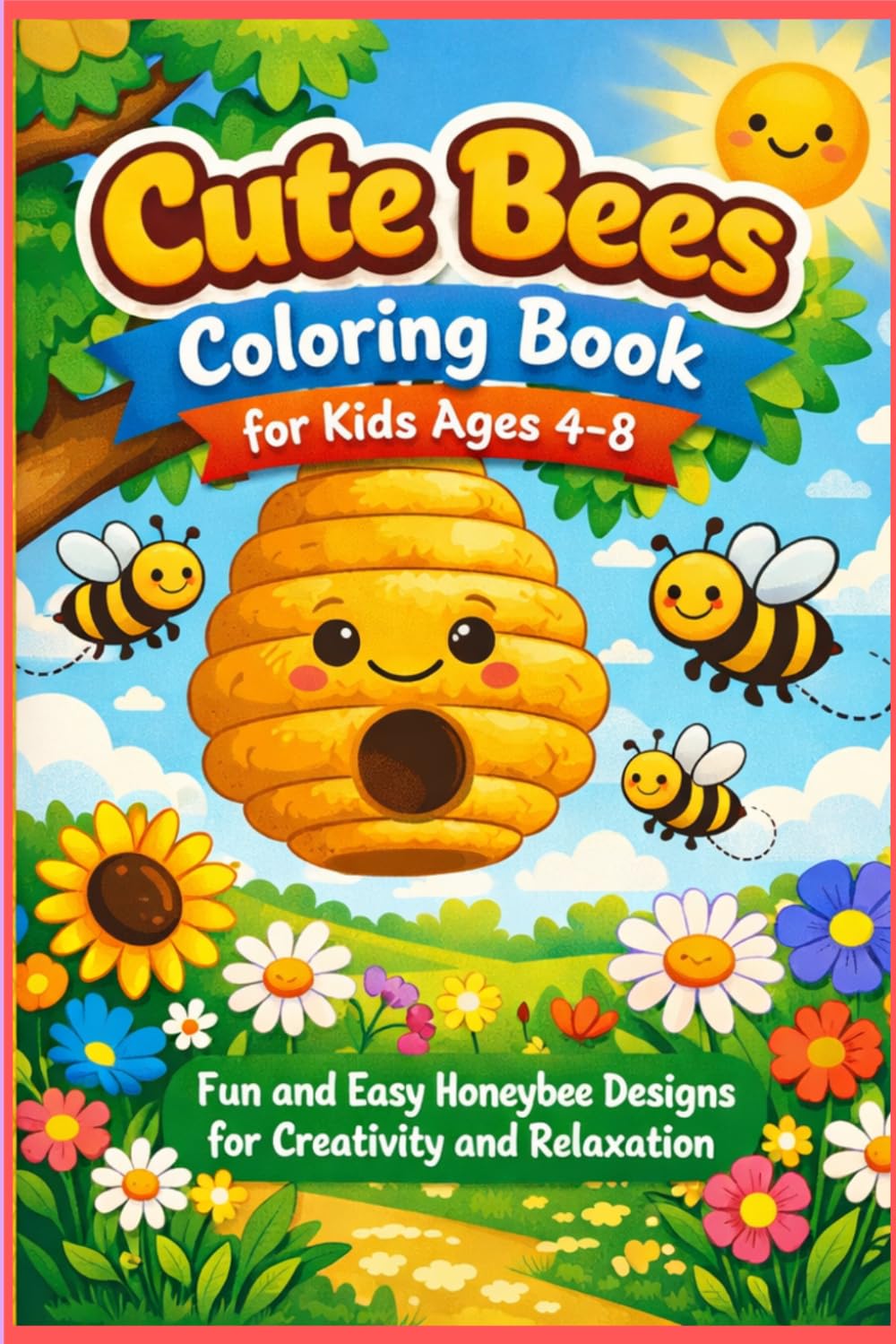 Cute Bees Coloring Book for Kids Ages 4–8 Fun & Easy Honeybee Designs for Relaxation and Creativity: A Delightful Bee-Themed Coloring Book to Boost Creativity, Focus, and Screen-Free Fun
