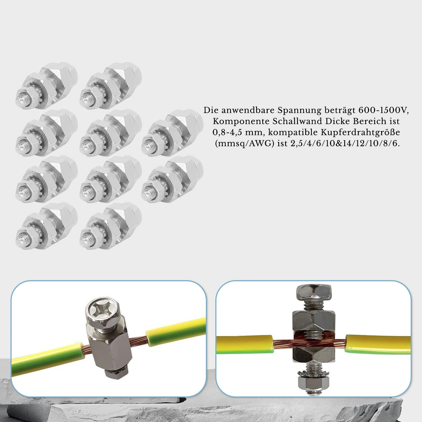 Accessoire Installation PV 10 Serre-Câbles Parafoudre PV - Mise à Terre Cuivre Clip Cuivre Module Pv