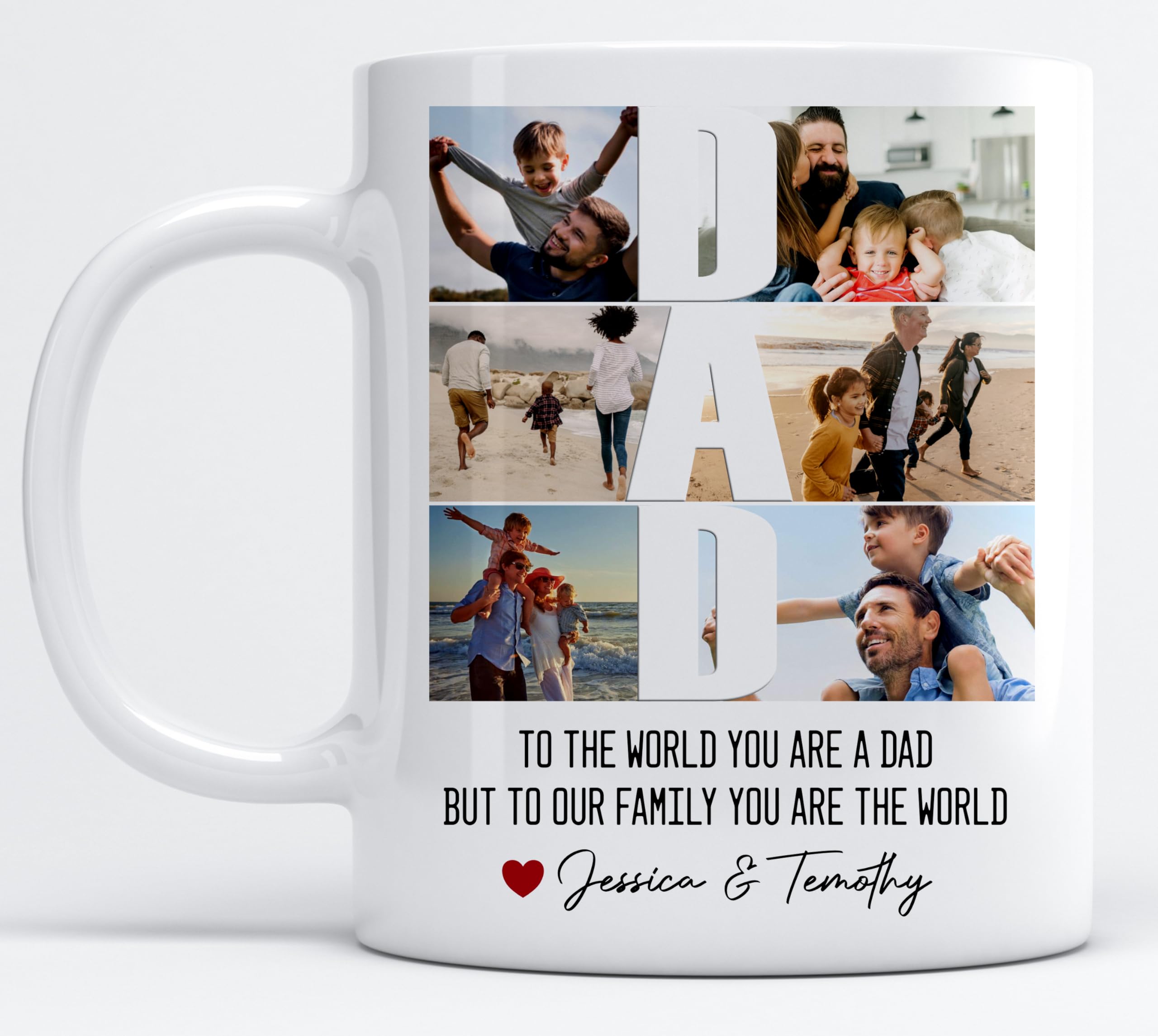 EKAM Personalised Dad Coffee Mug - 11oz Coffee Cup - Add Your Photos and Text - Present for dad - Gift for Father's Day - Gift Cup Father's Day Dad Daddy Grandad Grandpa - Tea Mug (Design 03)