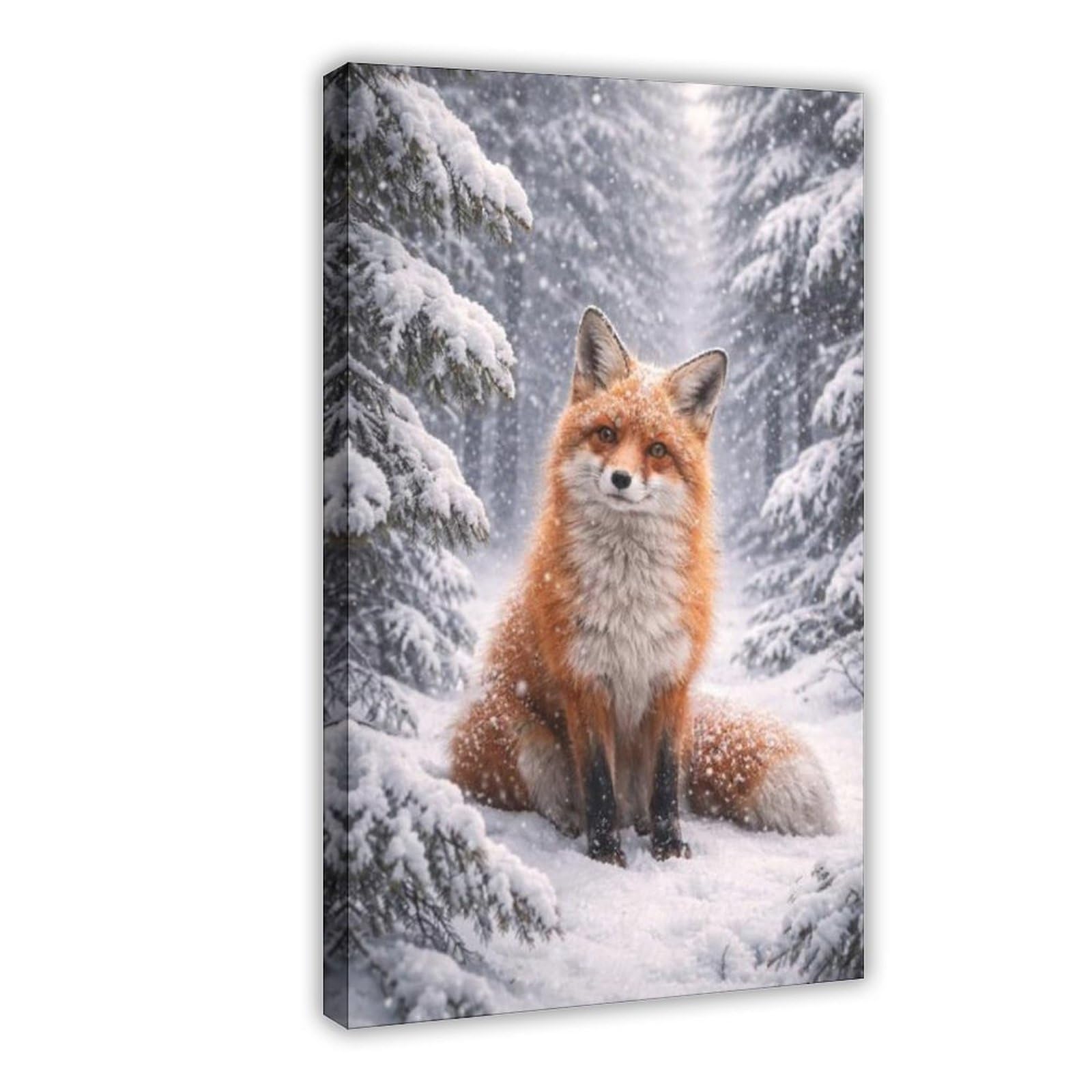 Qnvjqkdsi Frame Red Fox Animal Art Canvas Poster Bedroom Decor Landscape Office Room Decor Gift 24" L X 36" W