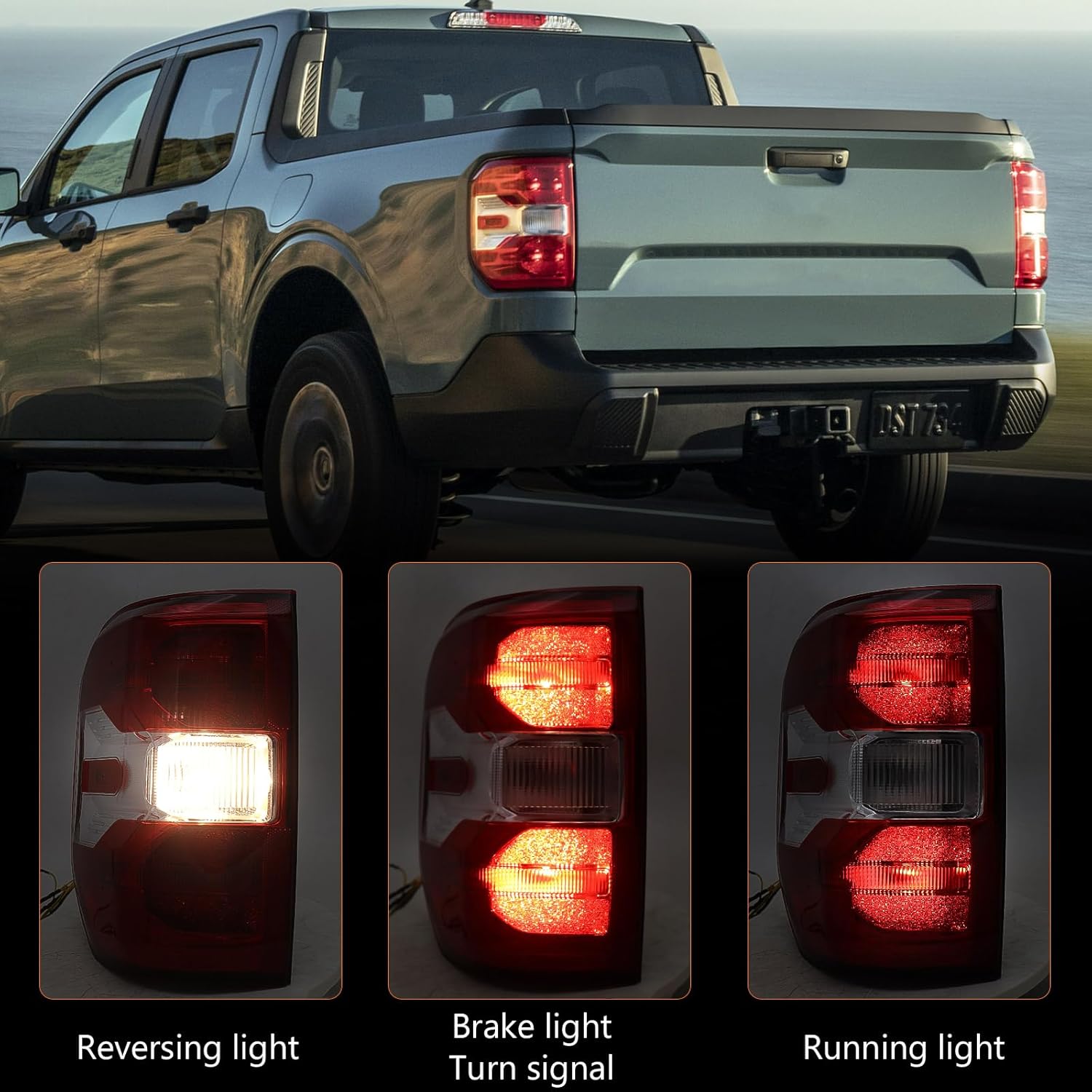 FIONE Outer Tail Light Assembly Halogen Model Compatible with Ford Maverick 2022 2023 2024 Rear Brake Light Left Driver Side LH