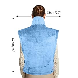 Ambershine 26x35 XXXL King Size Neck& Shoulder& Back Heating Pad with 12 Temperature Settings& 4 Auto-Off Countdown Timers, Pain Relief for Back/Neck/Shoulder, Christmas gift for mom dad(Light Blue)