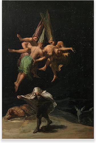 Francisco Goya - Cuadros oscuros, impresiones artísticas del vuelo de las brujas, lienzo gótico, póster e imagen de bruja para sala de estar de ZZPT