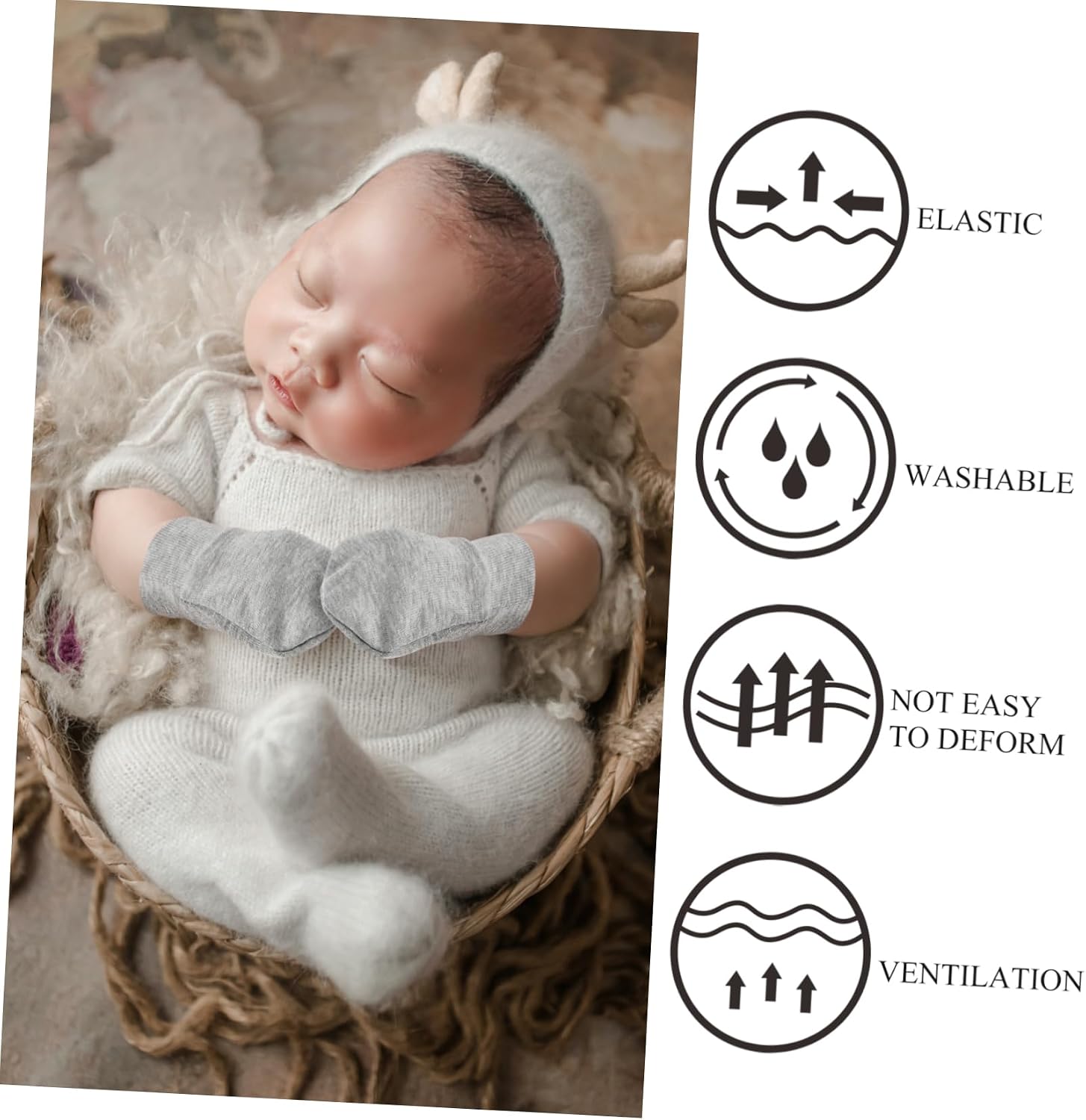 Beavorty 9Pairs Newborn Cotton Mittens Breathable Scratch Gloves for Boys Soft Comfortable Hand Protection Colors for Months