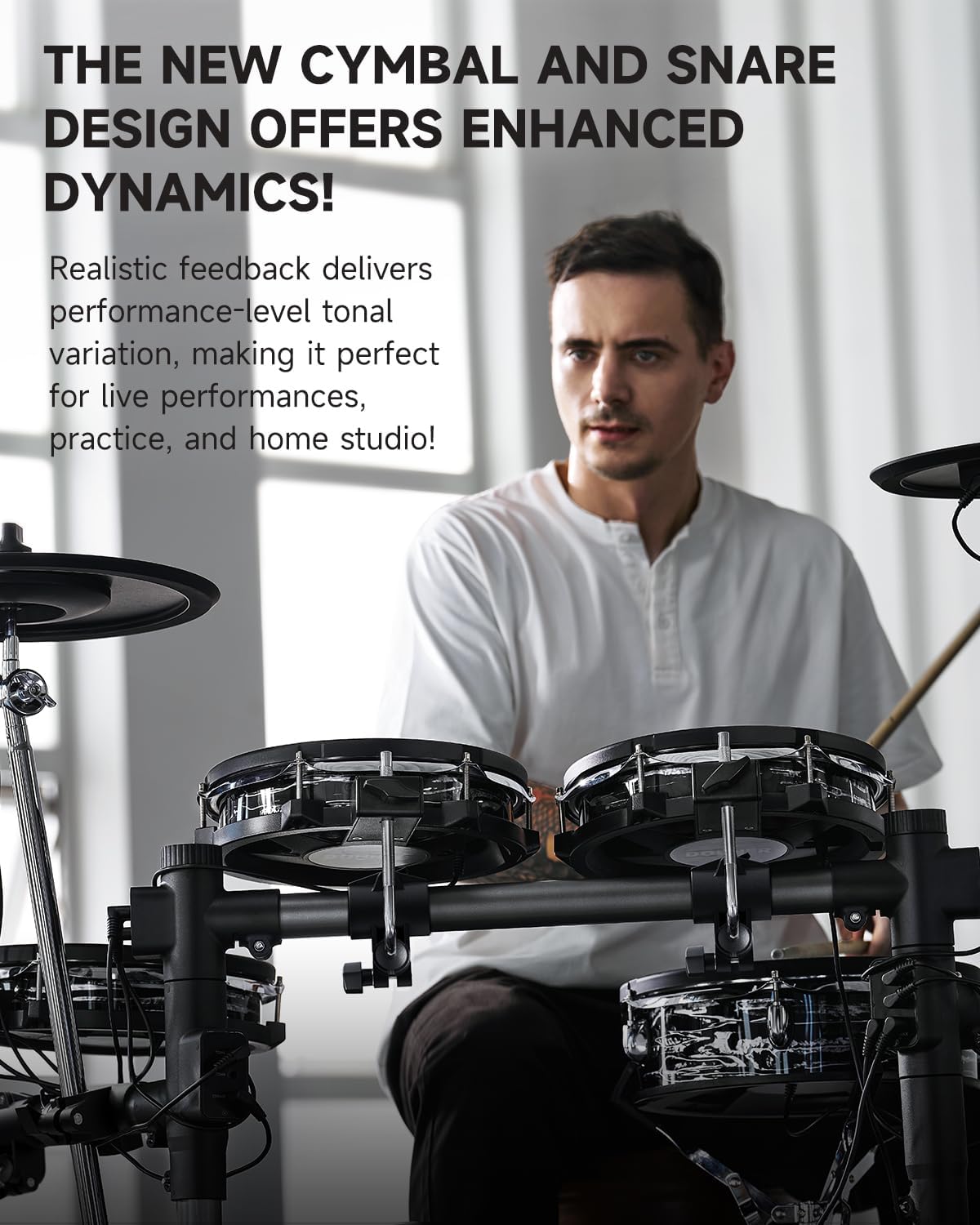 Donner Beat Max Electronic Drum Set, Electric Drum Kit with 12" Quiet Mesh Drum Pads, 14" Cymbals w/Choke, 100 Kits and 1100+ Sounds, Sticks, USB MIDI, DONNER PLAY app (5 Pads, 4Cymbals)