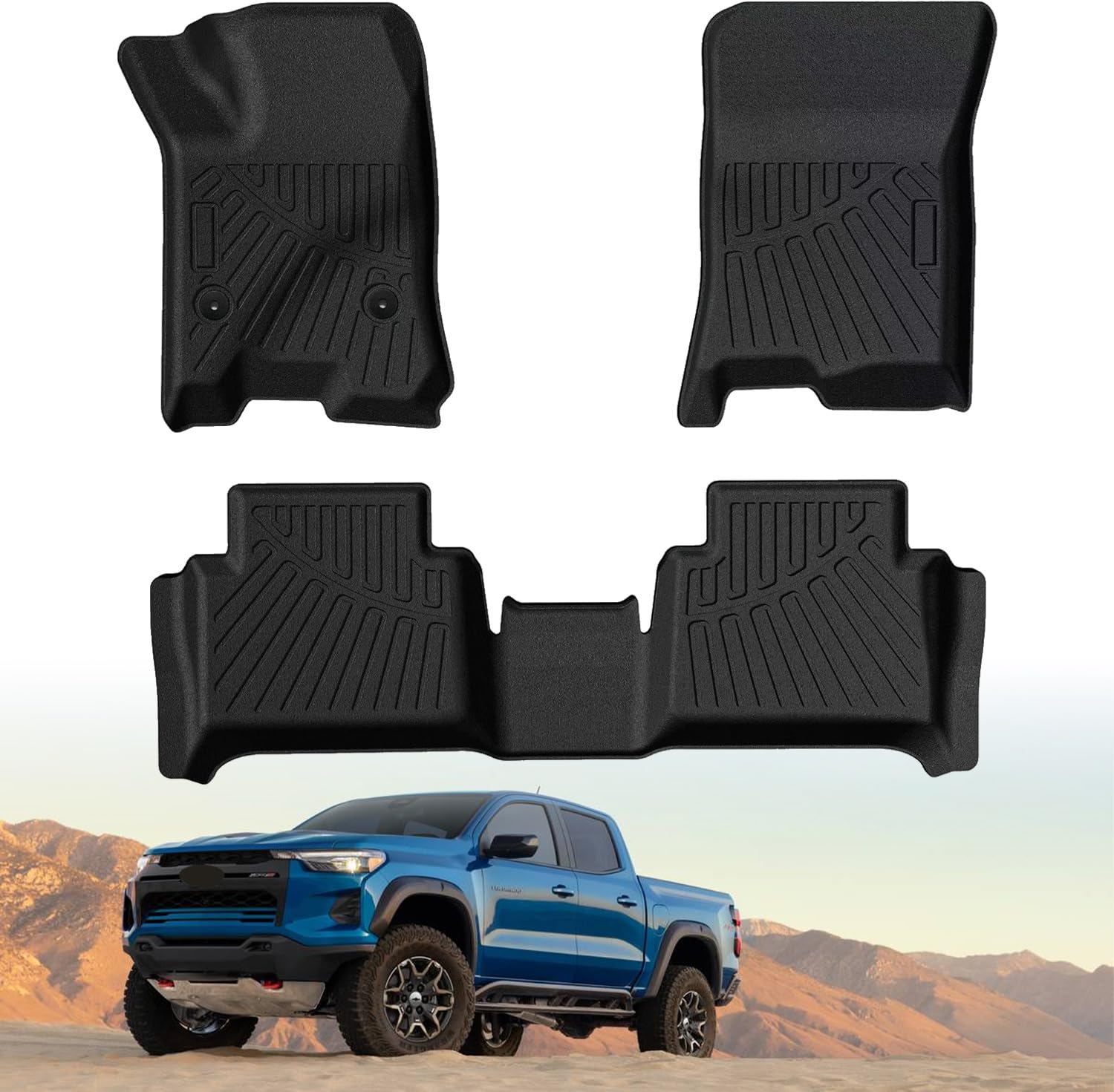 All Weather Car Floor Mats for 2024 Chevrolet Chevy Colorado/GMC Canyon, 2024 Colorado/Canyon TPE Rubber Floor Liner, Colorado/Canyon Odorless Anti-Slip Interior Accessories