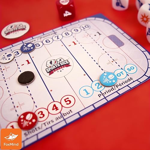 Miniatura 7 de FoxMind Games: Juego de mesa de hockey en dados deportivos, disparar al disco y vencer al portero para anotar, fácil de aprender y divertido de