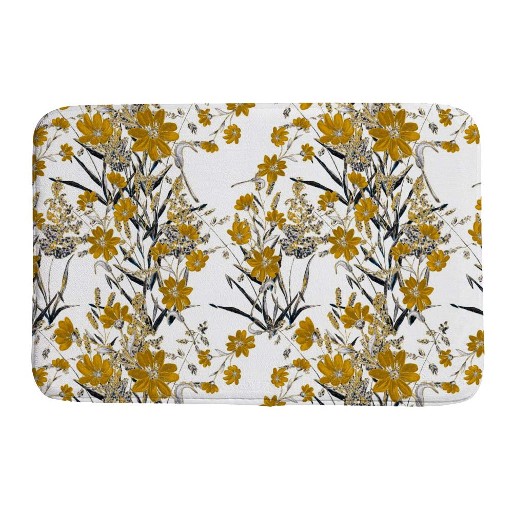 Felpudo de terciopelo coral decorativo con flores, antideslizante y lavable, de 31 x 20 pulgadas