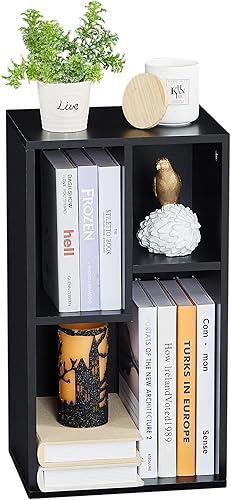 Miniatura 19 de VECELO - Librero pequeño blanco de 3 cubos, estante que se adapta a los libros de tapa dura más altos, disponible horizontalmente, organizador