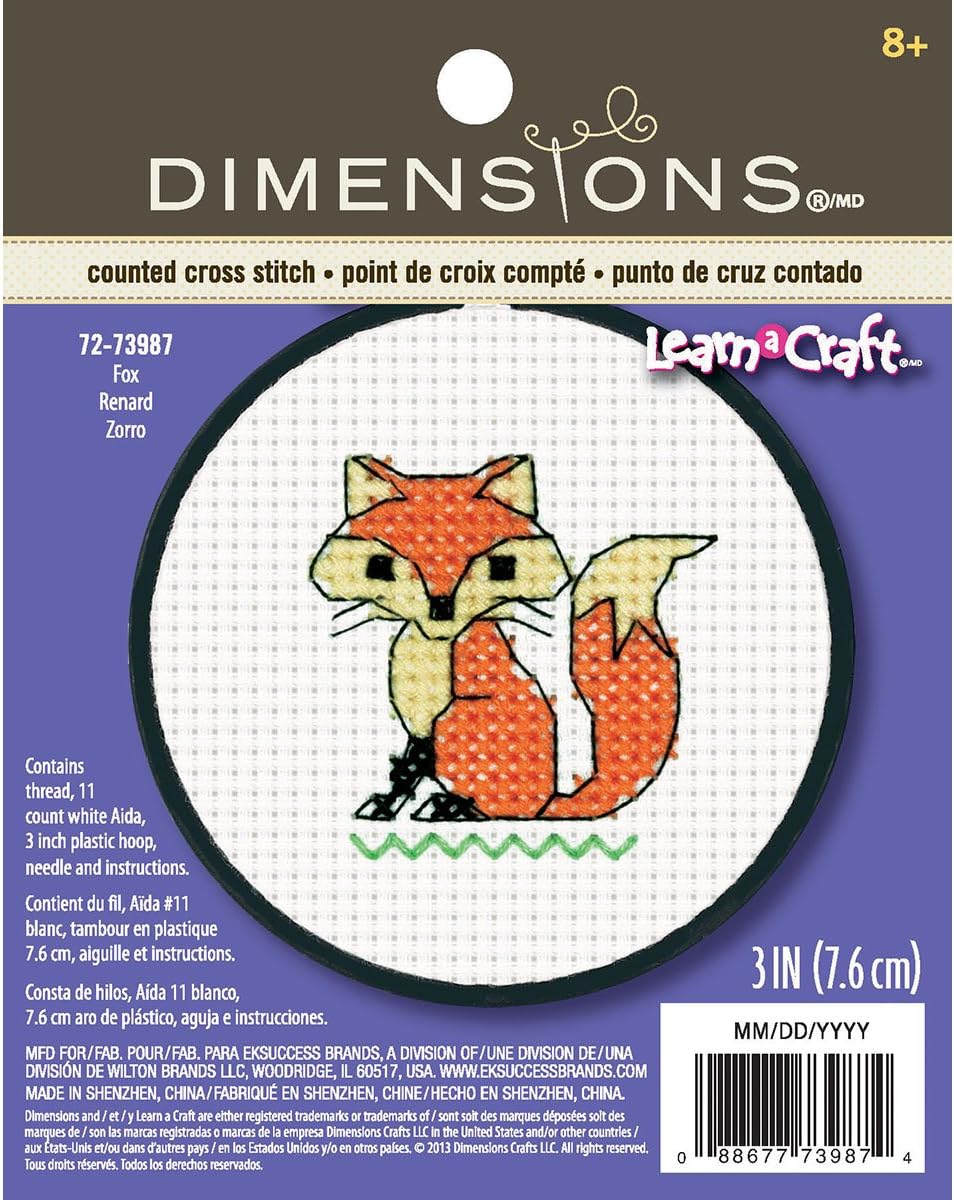 Dimensions 72-73987 Crafts Kids Learn a Craft Counted Cross Stitch, Fox