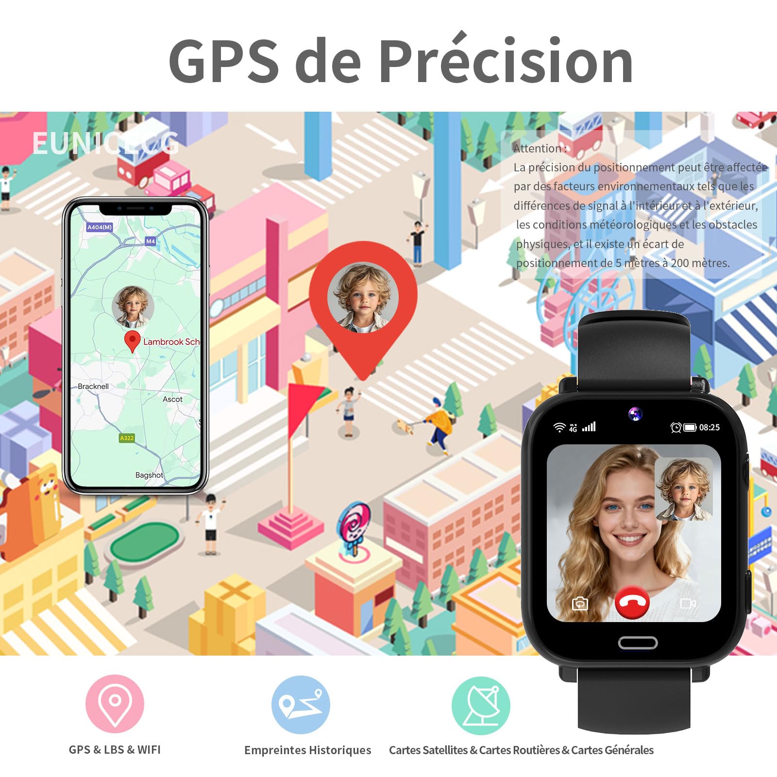 4G Montre Connectée Enfant avec GPS Traceur Téléphone Appel Vidéo | Chat Vocal Jeux Réveil SOS Calculatrice - Digitale Montre Enfant pour Garçon Fille Cadeau Anniversaire