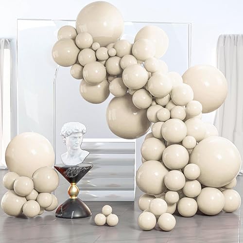 PartyWoo White Sand Balloons, 140 pcs Boho Pack Different Sizes 18, 12, 10, 5 Inch for Garland Arch Party Decorations, White-F12