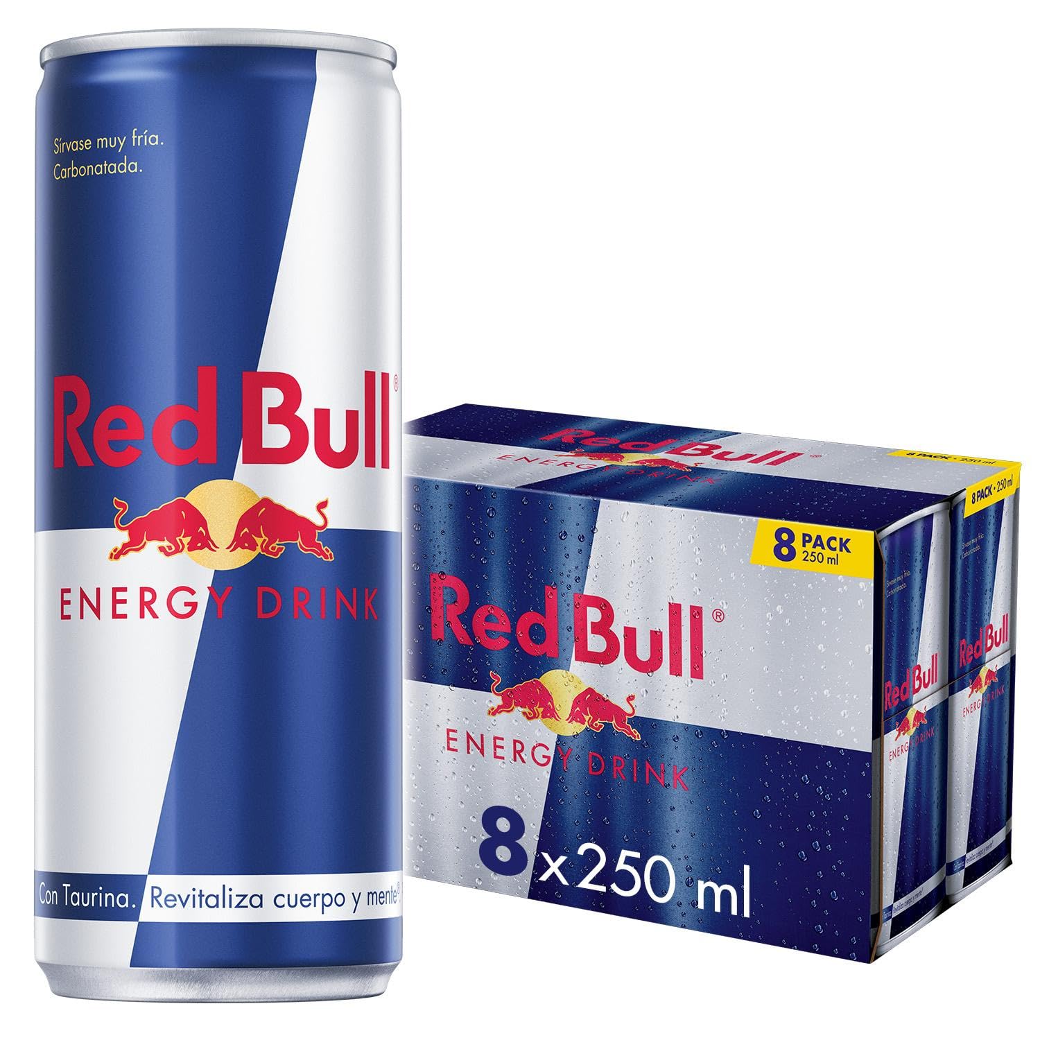 Red Bull Bebida Energética, Regular, Con cafeína, 8 x 250ml