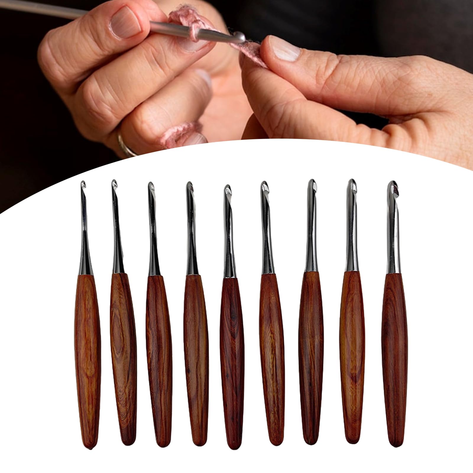 9 szt. ergonomiczny haczyk do szydełkowania drewniany uchwyt szydełko dla początkujących dorosłych dzianinowy sweter szaliki torba skarpetki 3,5 mm - 8,0 mm drewniany uchwyt szydełka igła