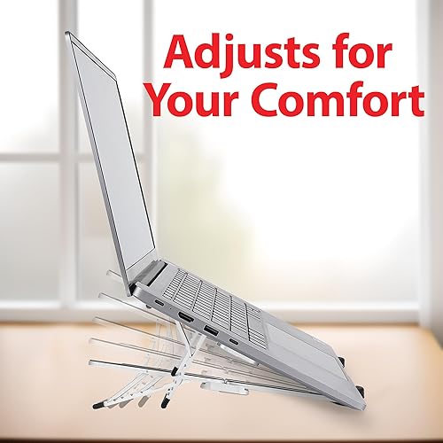 Miniatura 7 de Soporte portátil para laptop, soporte plegable para computadora de escritorio y viajes, elevador ergonómico de computadora ajustable de 6 niveles,