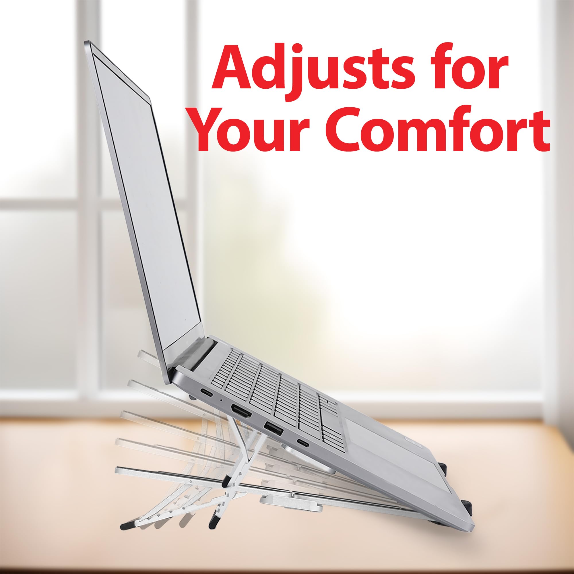 Travel Depot Soporte portátil para laptop, soporte ergonómico para computadora portátil de 6 niveles, ángulo ajustable, soporte elevador de ABS compatible con todos los portátiles y iPad (10-15.6