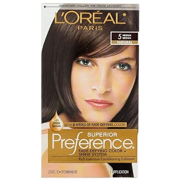 LOreal Superior Preference Permanent Hair Color, 5 Medium Brown 1 ea Pack of 12