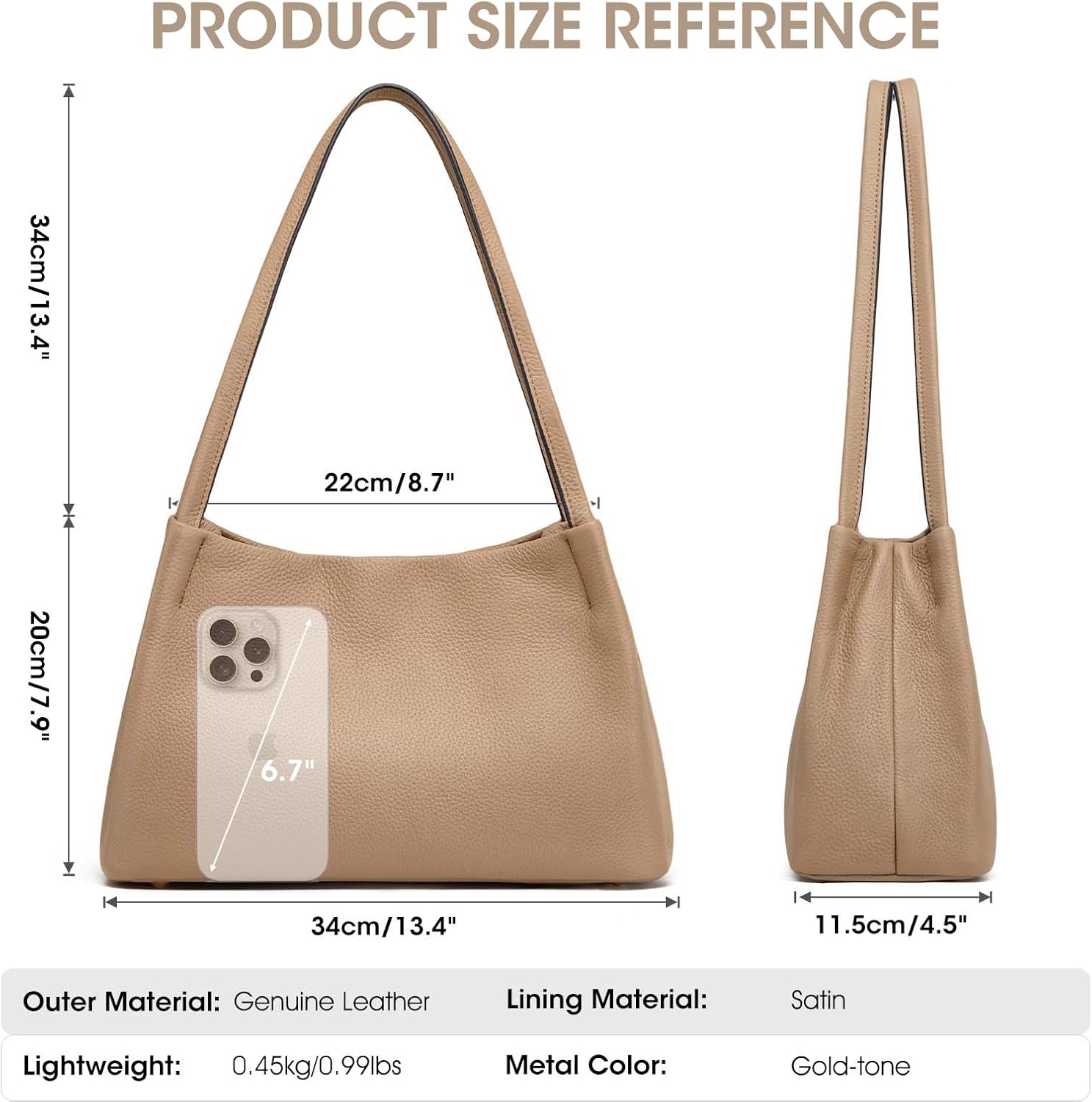 Kattee Leather Purses and Handbags for Women, Soft Genuine Leather Shoulder Hobo Bags with Top Magnetic Snap Closure - Image 4