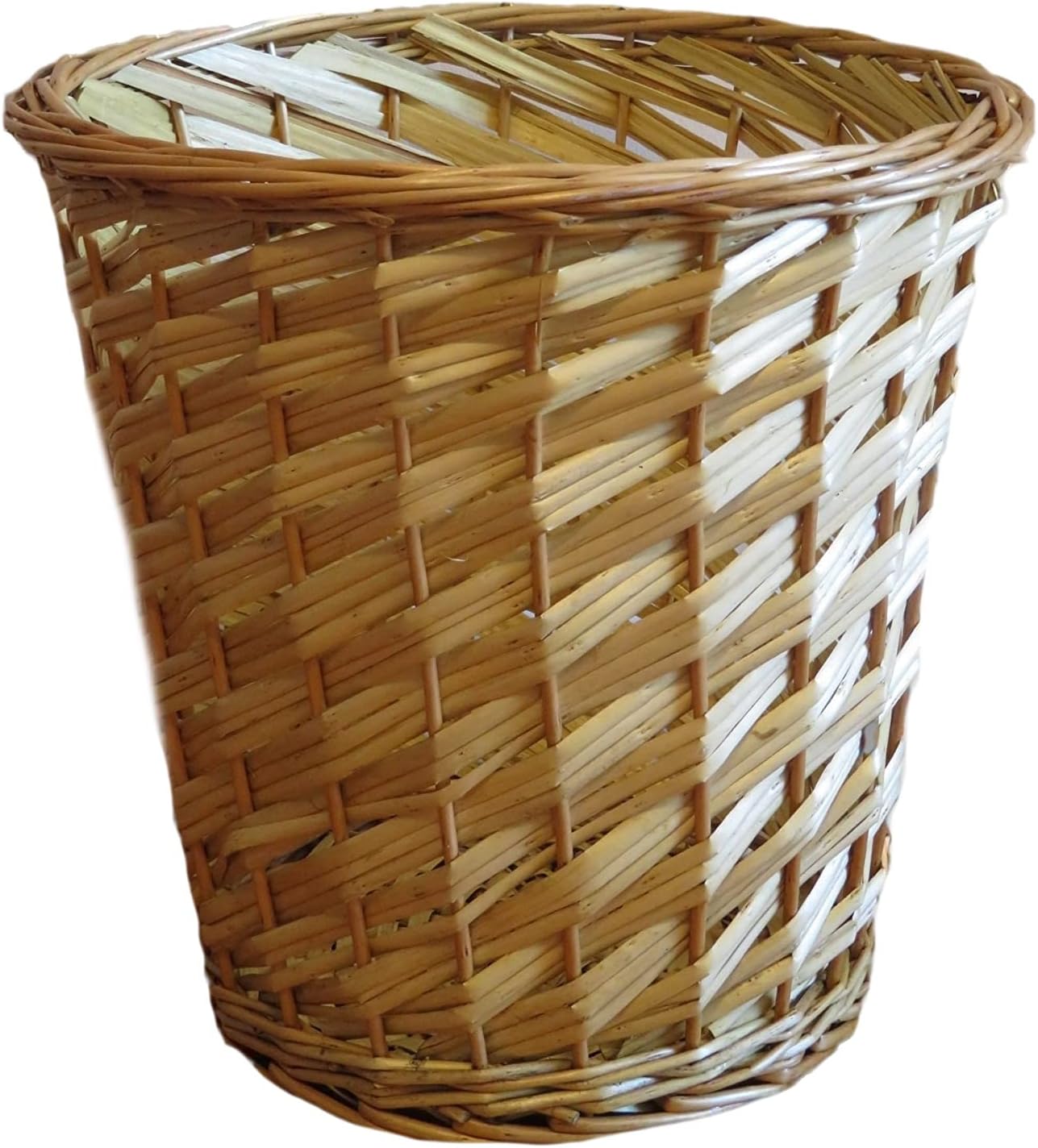Natural Wicker Round Willow Waste Laundry Gift Basket Storage Kitchen-Bath-Living-Room-Home-Office Dust Bin Planter Wood Laundry Baby Holder Wastebasket