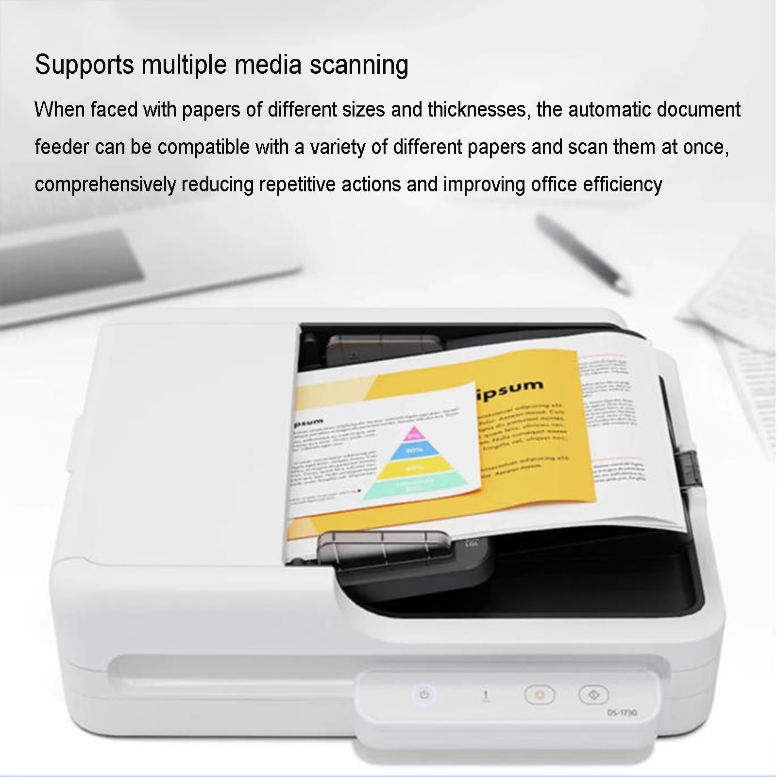 Scanner Piatto A4 per Documenti, Scansione Fronte/Retro - 30 Ppm/60 Ipm/min, con Alimentatore Automatico, Risoluzione Massima 1200x1200 Dpi, Connettività USB