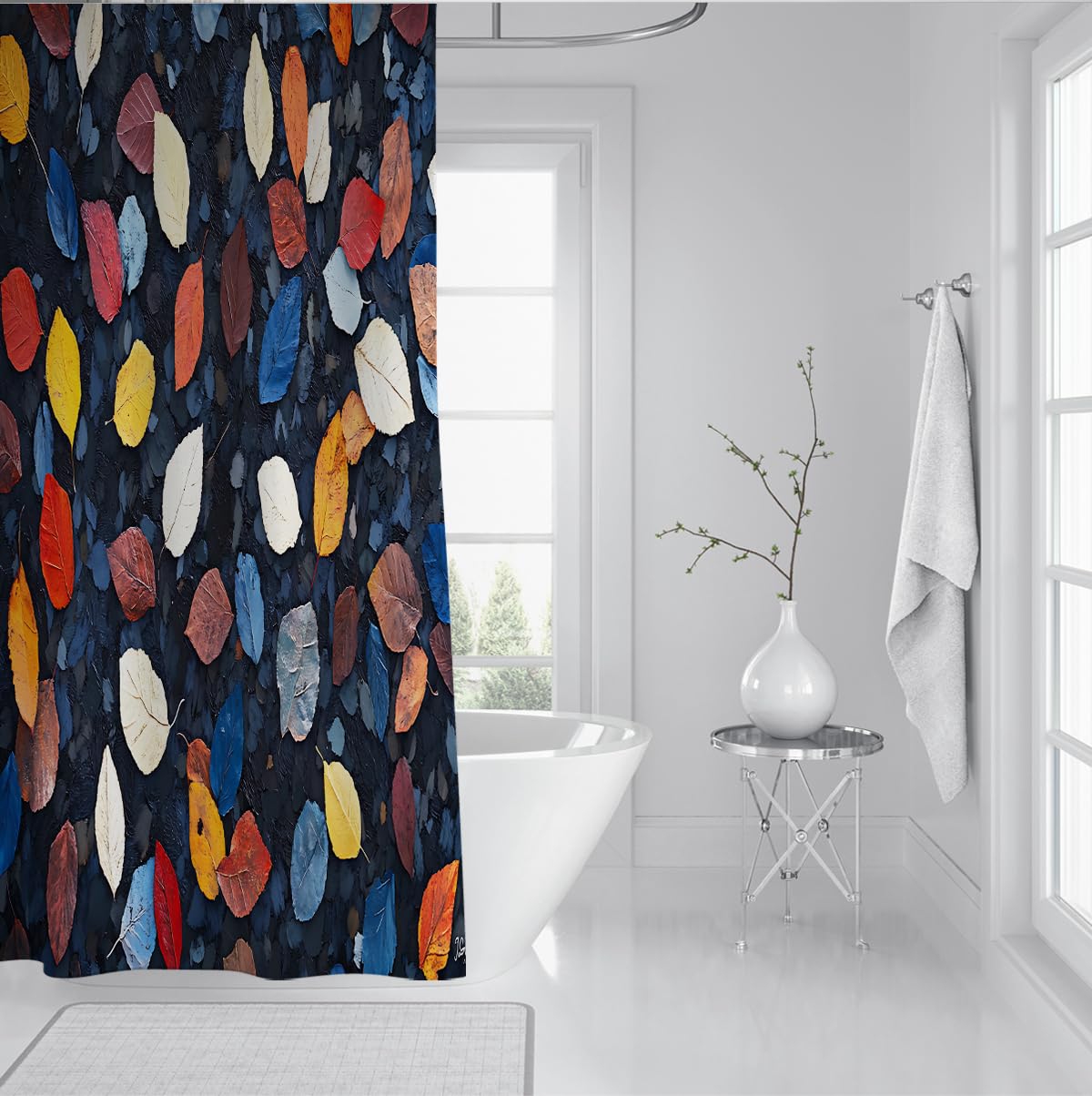 Rideau de Douche botanique coloré Nordique W200xL200 cm