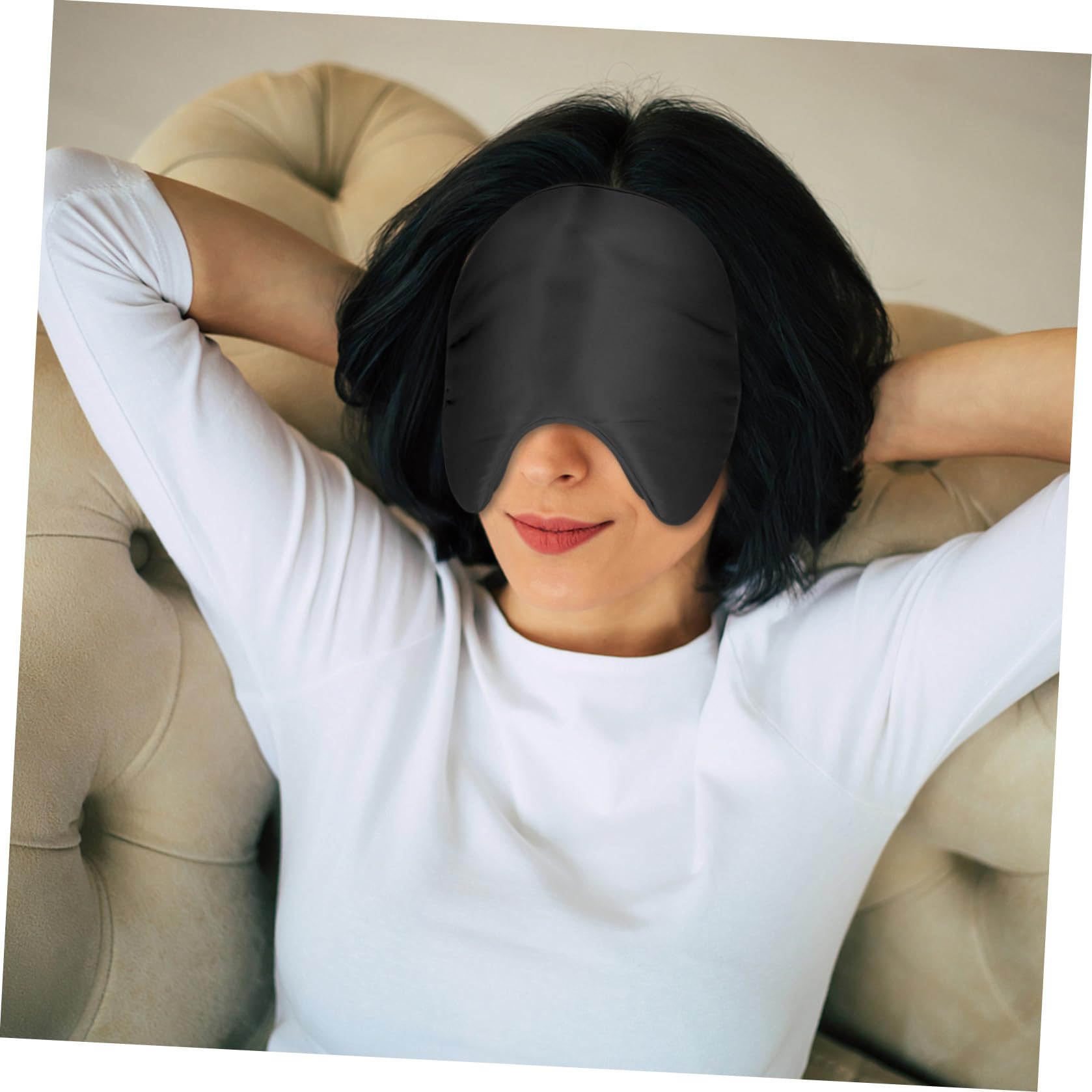 Masque de Sommeil Confortable et Doux Noir en Soie et Coton Protège les Yeux sans Plisser la Peau pour Longs Voyages et Hôtels