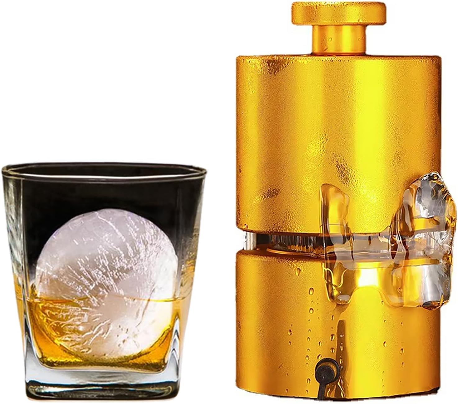 Ice Ball Press, Ice Ball Maker, Aviation Aluminum Ice Ball Press Kit, Clear Ice Cube Maker Machine, Ice Cube Molds, for Cocktails,Whiskey, Bourbon, Scotch