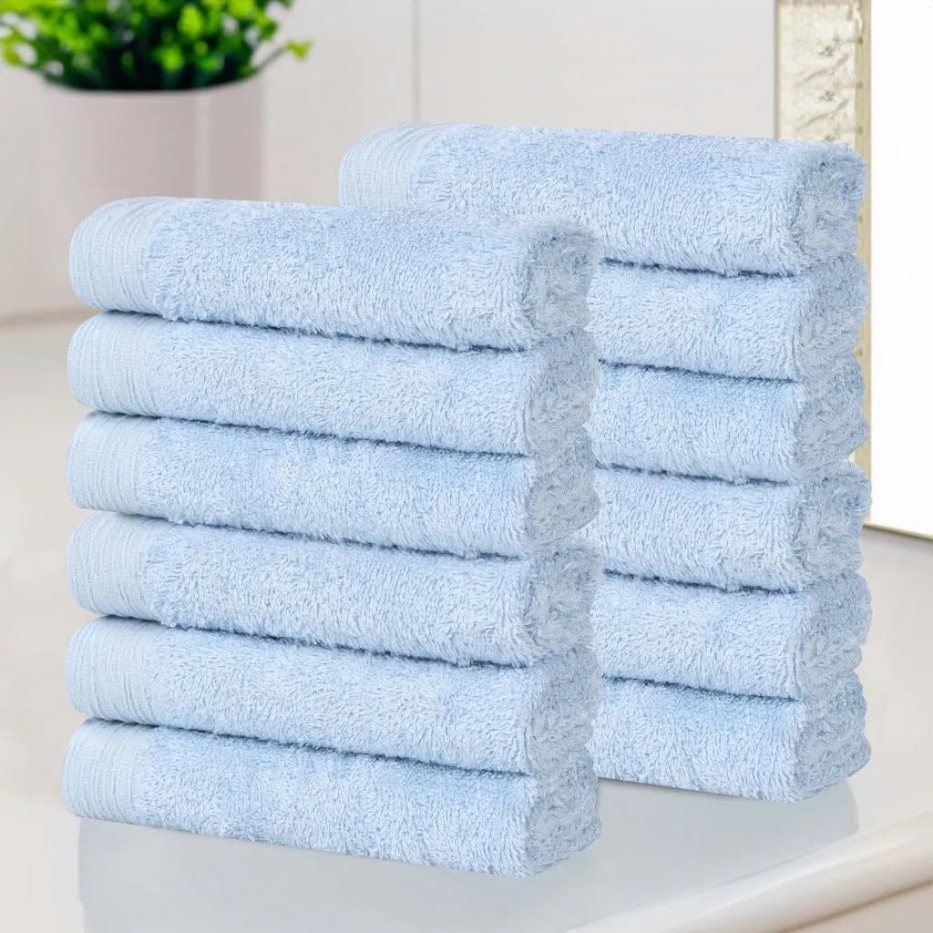 BLUENILEMILLS Rayon Eco-Friendly Fluffy Face Towel/Washcloths, for Bathroom, Spa, Hotel, Plush, 550 GSM, Highly Absorbent and Ultra-Soft Face Towels, Bath Essentials, Set of 12, Gold