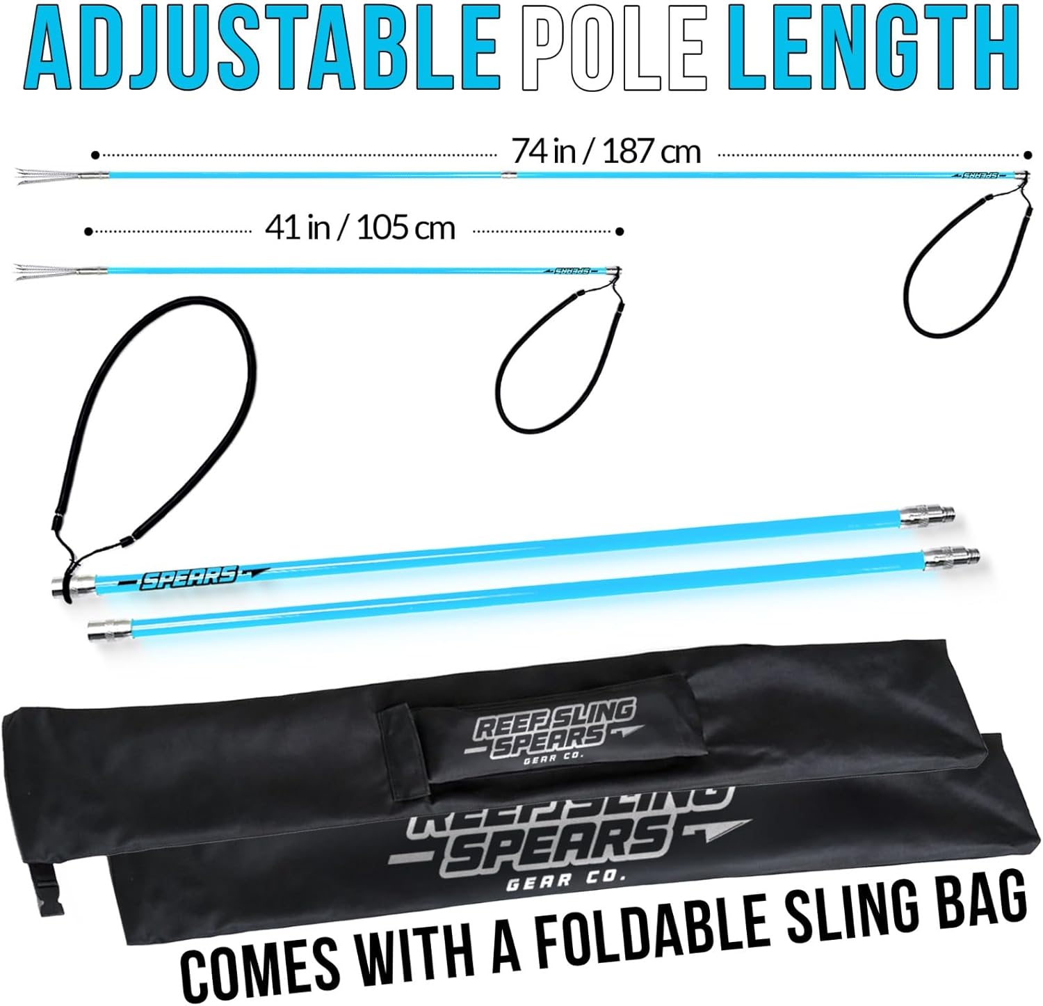 Hawaiian Sling Fishing Spear Set Lite - Travel Fiberglass Pole Spear Harpoon for Spearfishing with a 5 tip Prong Paralyzer - Fishing line Holder and Travel Bag Included for Spear Fishing Equipment