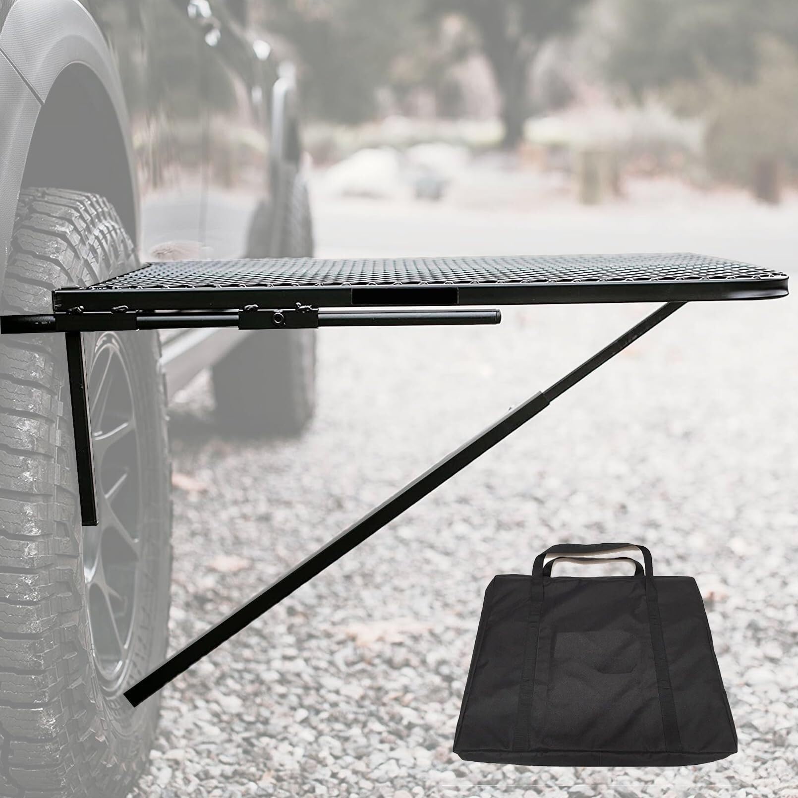 Table pour pneu de voiture pliante : la solution aux sols instables en pique-nique