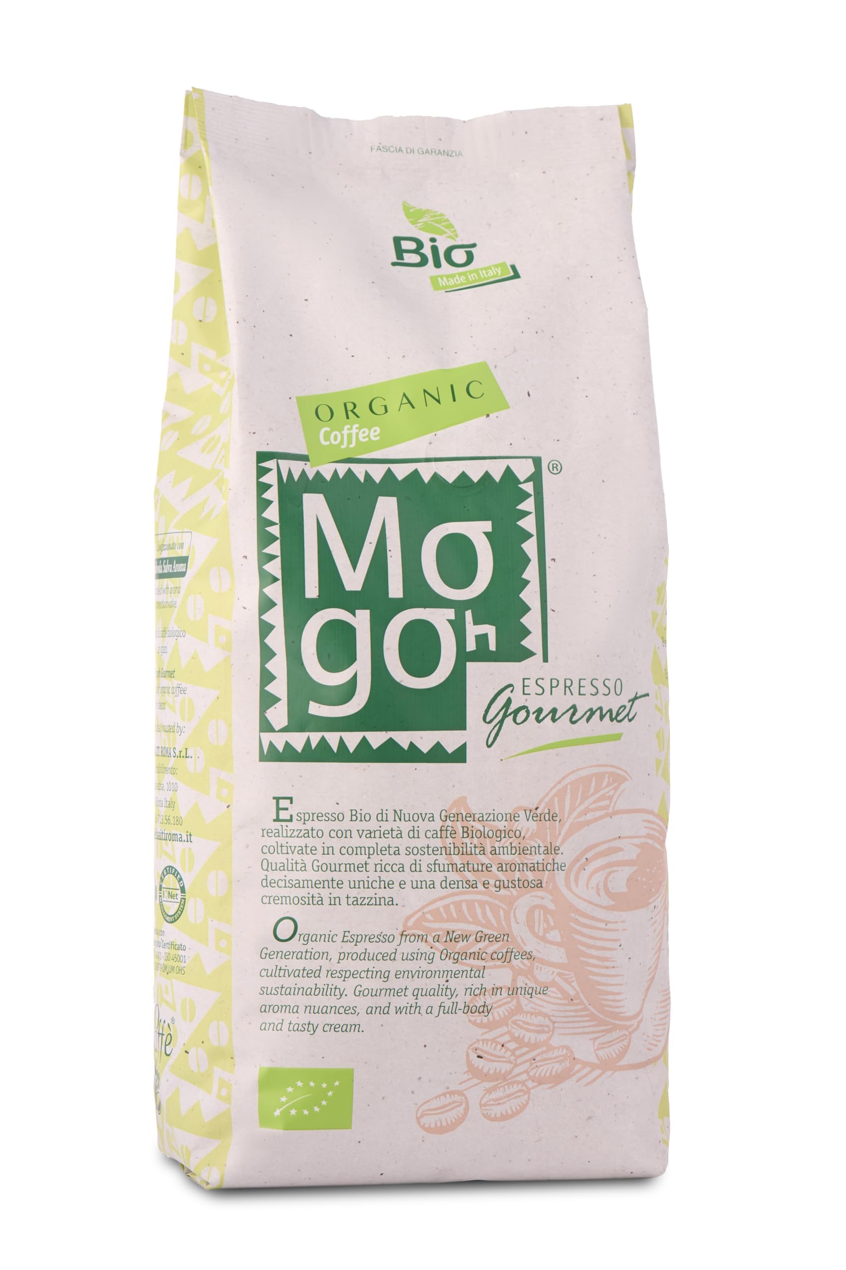 Caffè Haiti Roma Kawa Biocaffè Mogoh Gourmet Espresso Cremoso 100% Organic w 1 kg Opakowanie Pieczenie Rzemiosła