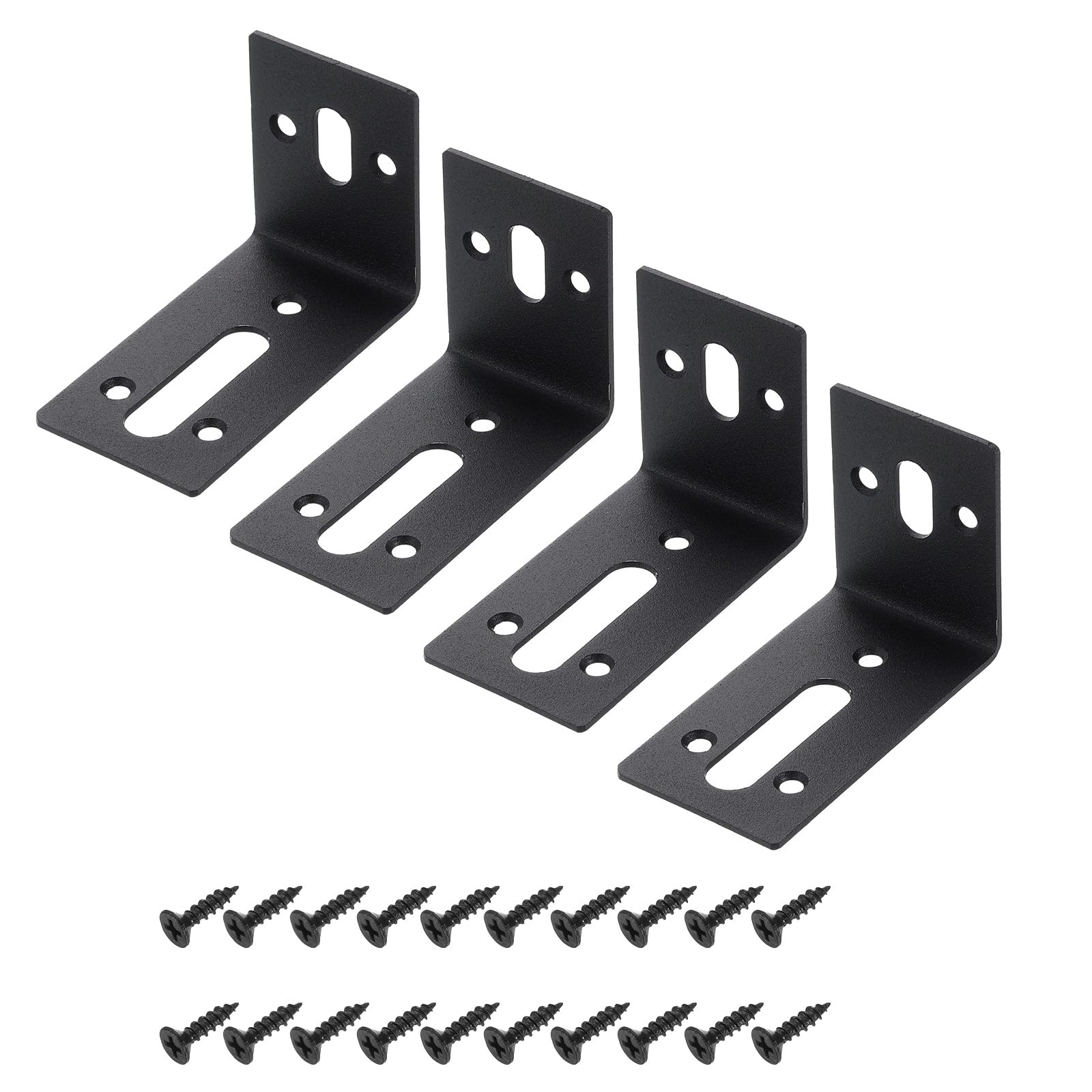 Support d'angle à fente réglable noir pour consolider une étagère en bois