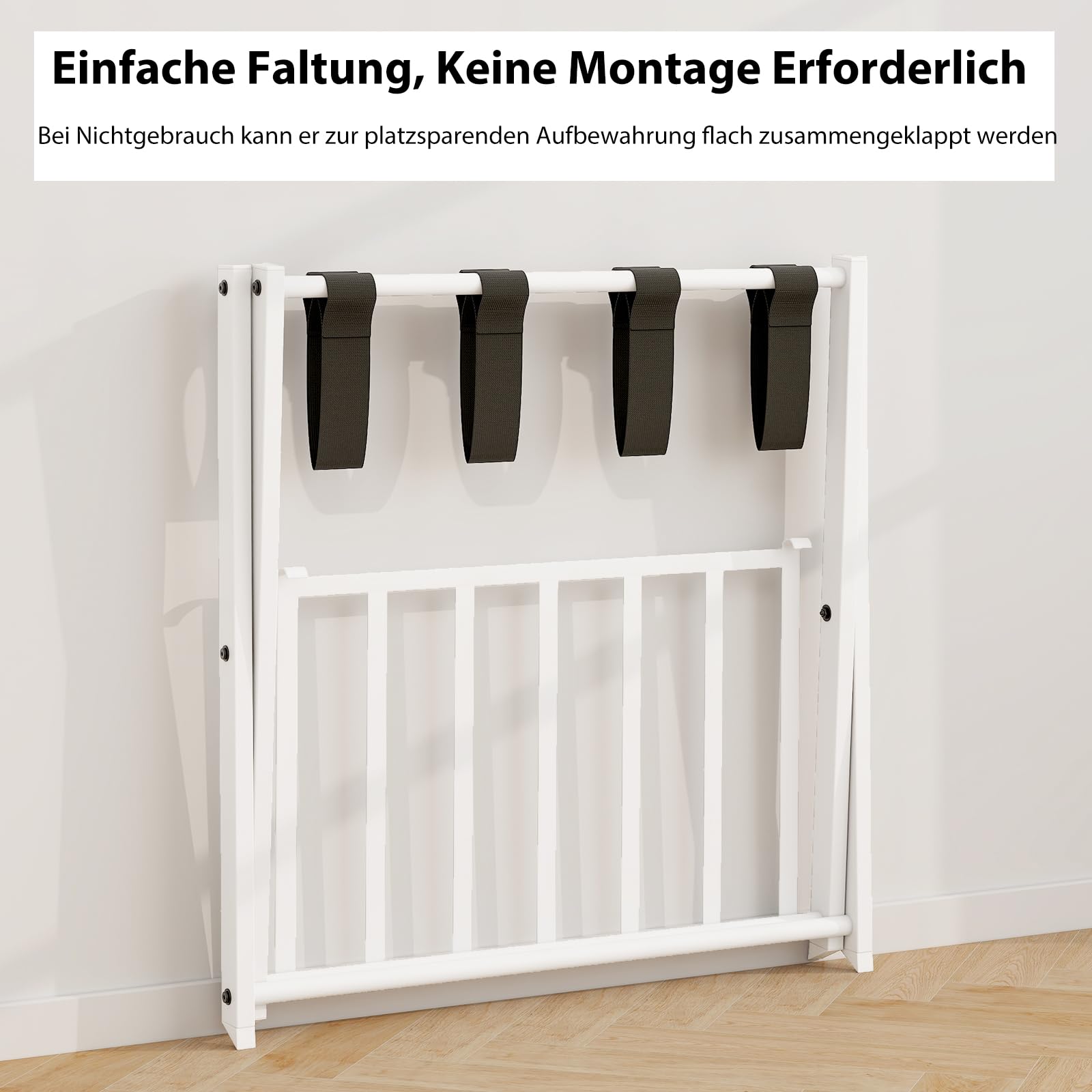 GIANTEX Kofferständer Klappbar, 2-Stöckige Kofferablage Metall, Gepäckablage Gepäckständer Hotel Gästezimmer, Kofferbock Klappbar Platzsparend, Weiß + Schwarz, 68x 45 x 57 cm