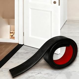 Threshold Ramps for Doorways, Door Threshold Ramp, Self-Adhesive Rubber Ramp for Door Threshold, Adjustable and Cuttable for Reducer Ramp, Wheelchair Ramp, (Black, 2” Wide x 3.28' Long)