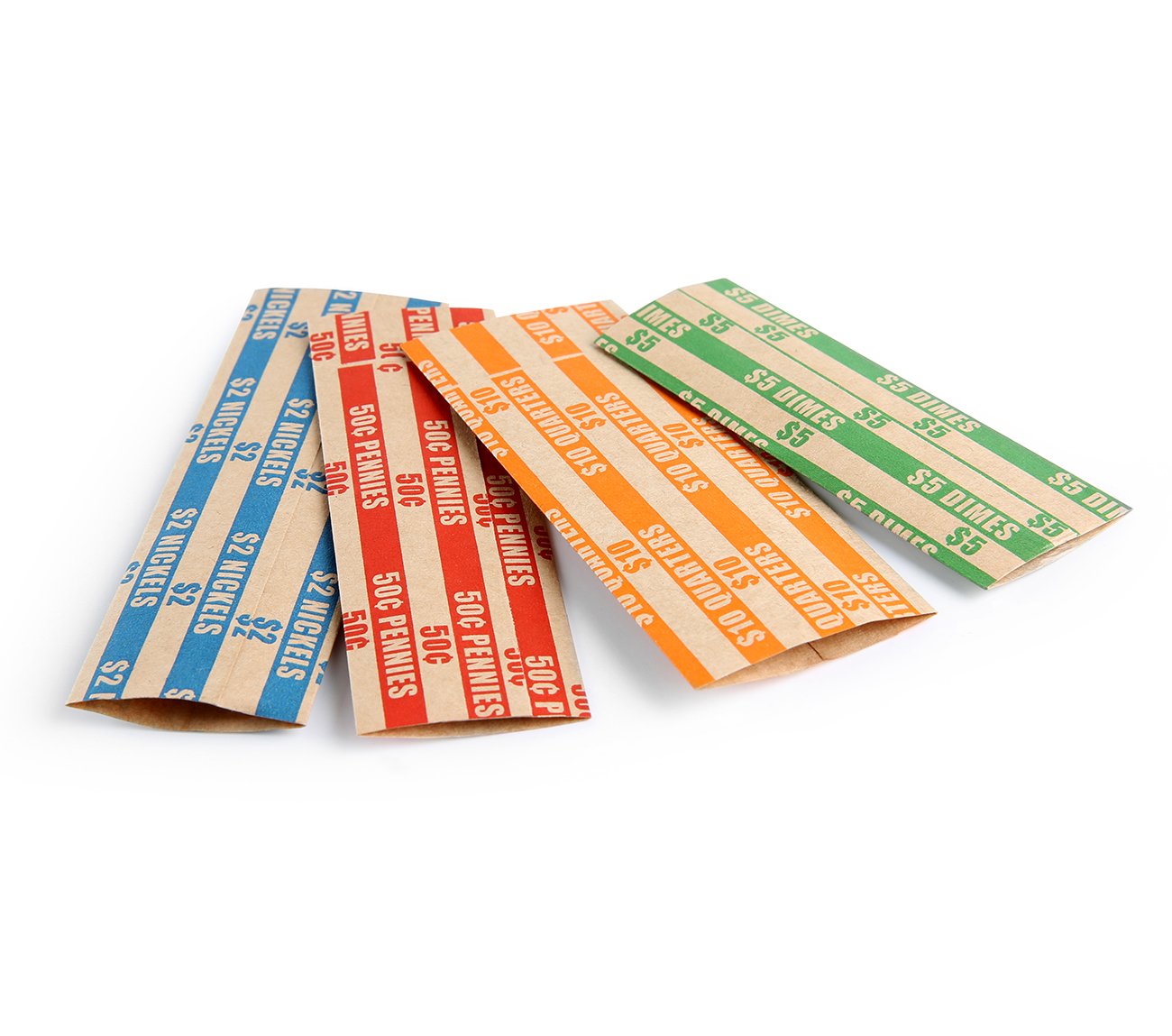 500 Bundle sortiert flach gestreift Coin Wrappers, 125 je