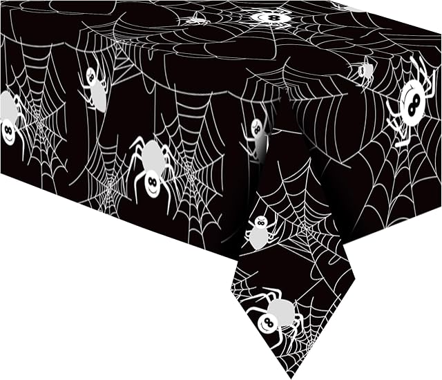 Jwssor Halloween Tablecloth,274x130cm Waterproof Spider Tablecloth for Halloween Party Decoration