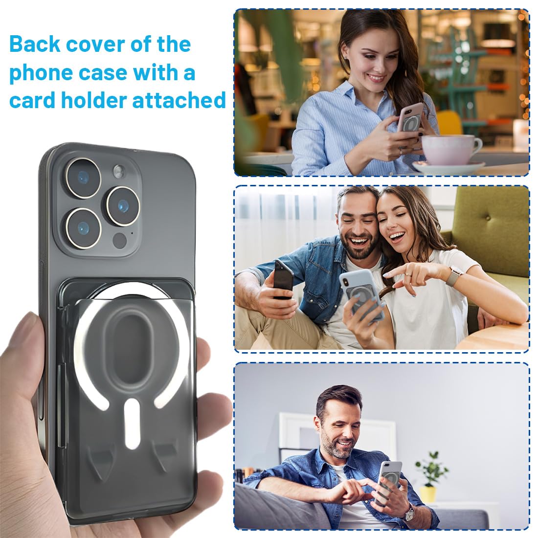 Portafoglio Magnetico da Cellulare per iPhone con Tasca Adesiva per Tessere, Carte e Badge - Pratico Porta Carte di Credito - Adatto per Cover - Nero