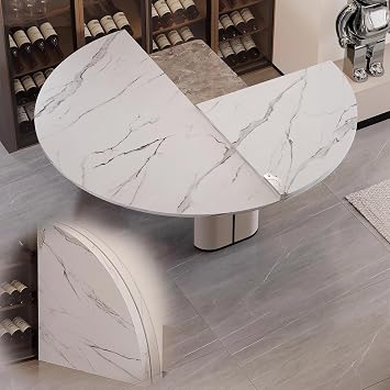 Large Foldable Round Table Extender, Fold-in-Quarter Wood Table Top with Heavy Duty Hinges, Card Table Dining Table No Legs, Easy Storage130 cm 51 inch