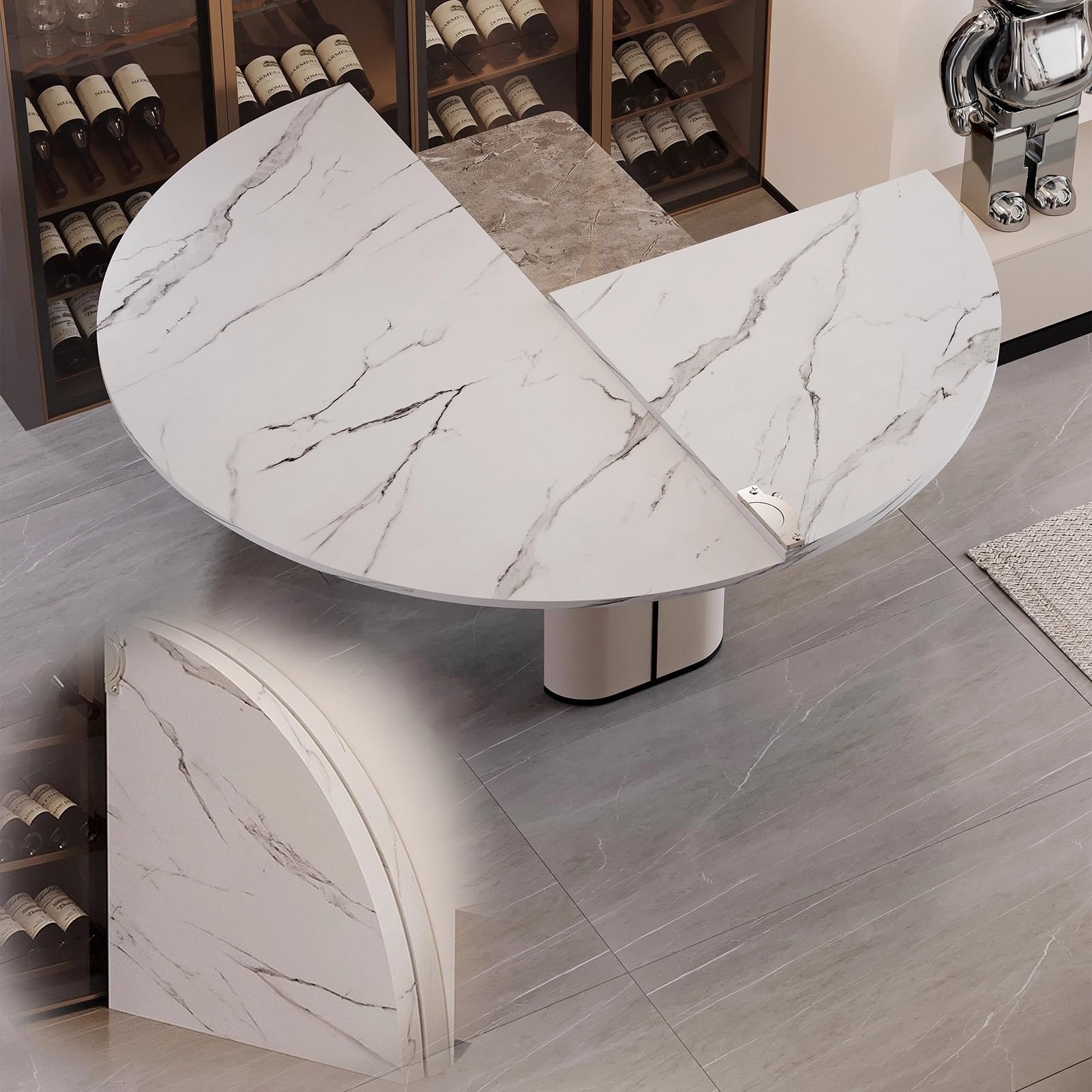 Rallonge de table ronde pliable en bois avec charnières robustes
