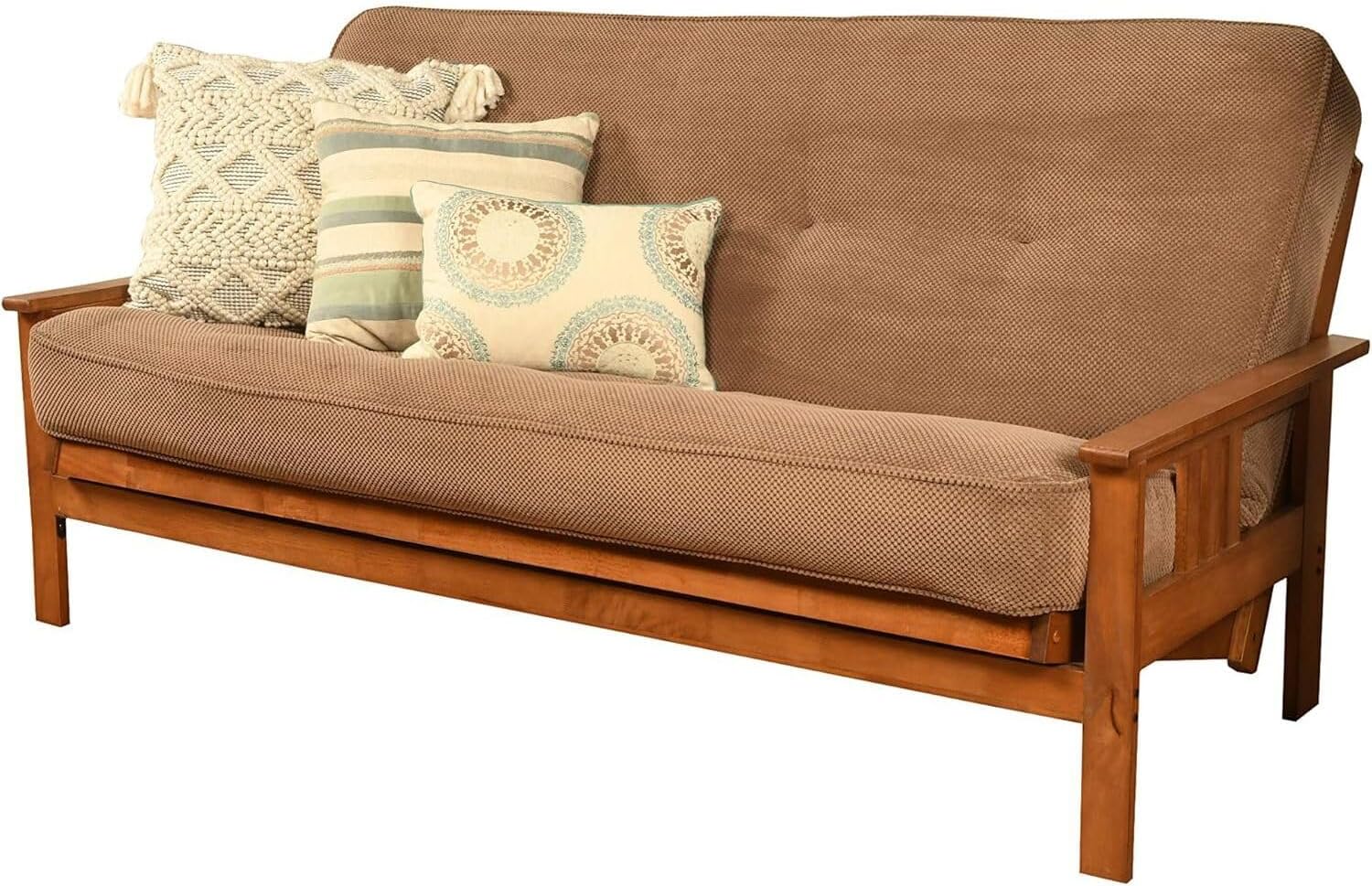 Maykoosh Full Size Futon Frame Set - Hardwood Convertible Sofa Bed - Barbados Finish - 79" x 37" x 33"