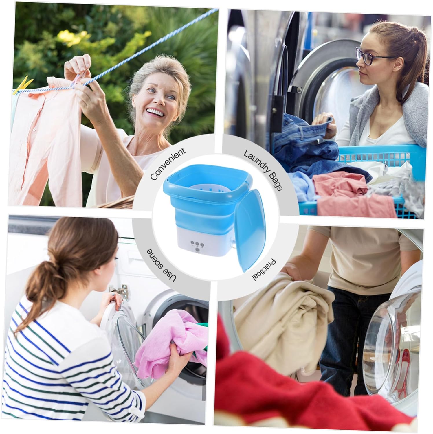 Mini Washer for Apartment Portable Washing Machine Folding Laundry for Travel Save Energy