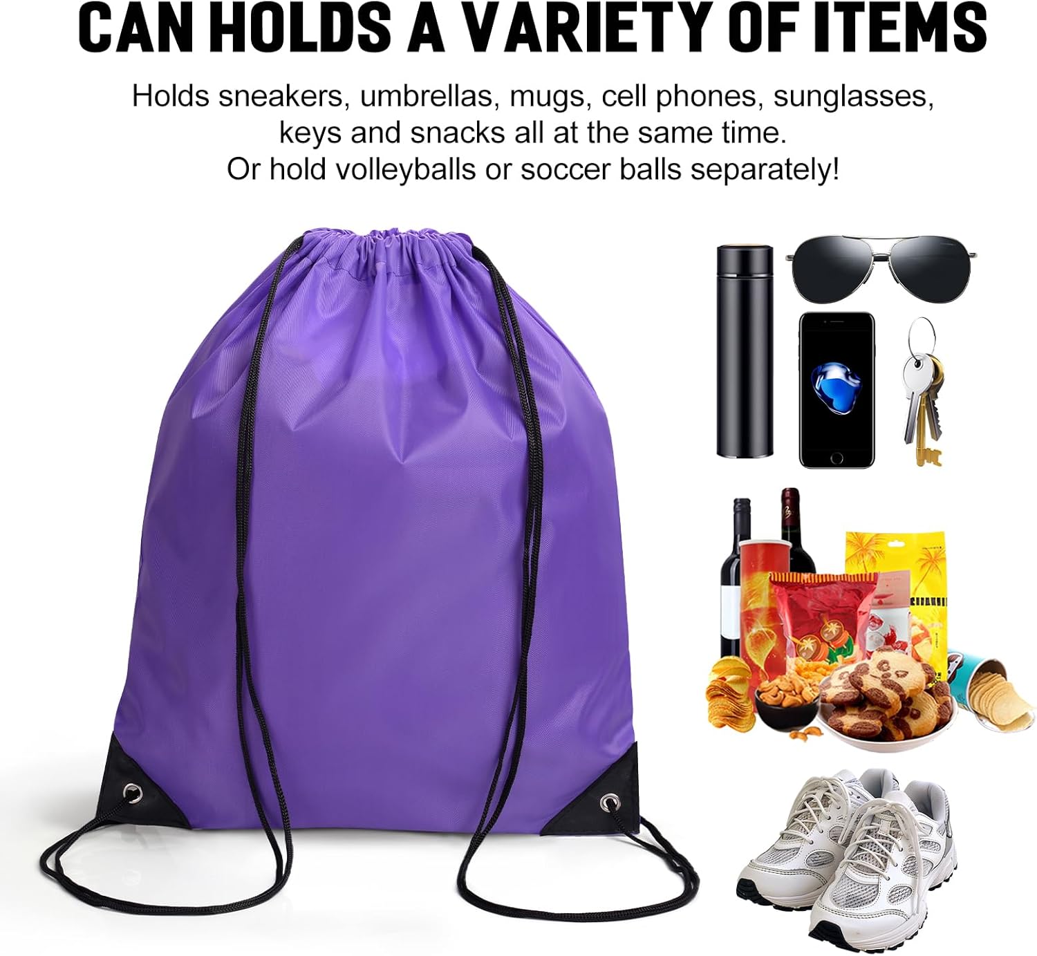 Fyore Custom Drawstring Backpacks, 20 Pack Personalized Drawstring Sports Bags with Your Logo Text for Gym Beach Climb Trips Party Events- 13.4x17Inch,12 Colors