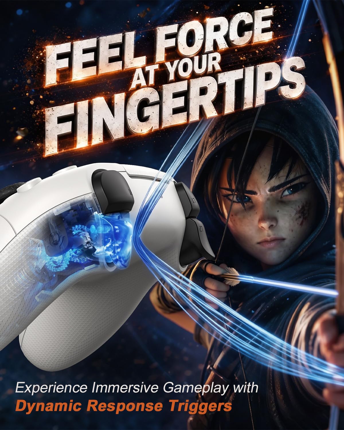 Gamrombo Wireless Controller für PS5/PC, mit Dynamischen Response Triggern, HD-lineare Vibration, 2000mAh-Akku, Integriertes Mikrofon, Lautsprecher & Stummschalt-Taste, 6-Achsen-Bewegungssteuerung