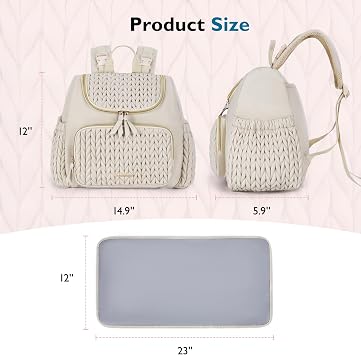 MOMMORE Changing Bag Mini Backpack, Stylish Maternity Baby Bag with Insulated Pockets, Foldable Changing Mat, Stroller Straps, Daily/Travel-Friendly, Beige