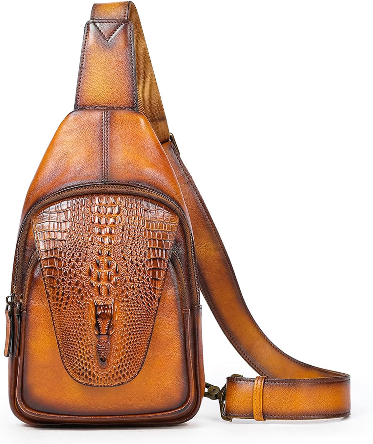 Genuine Leather Sling Bag for Men Women Backpack Chest Shoulder Satchel Crossbody Bags Casual Outdoor Daypack