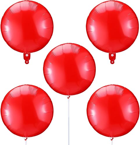 Kathfly Paquete de 5 globos reutilizables en color rojo con clip extraíble y poste para decoración de Halloween