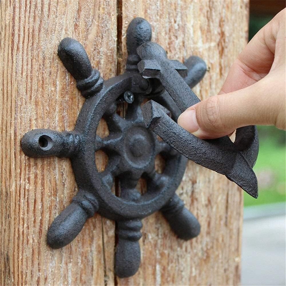 Boat Steering Wheel Door Knocker Handle Retro Vintage cast Iron Door Knocker Rustic Door Knocker for Country 1127